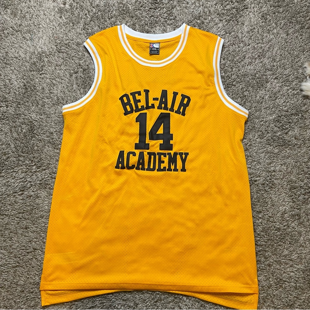 Bel-Air Academy Will Smith basketball jersey #14 yellow mens size XXL
